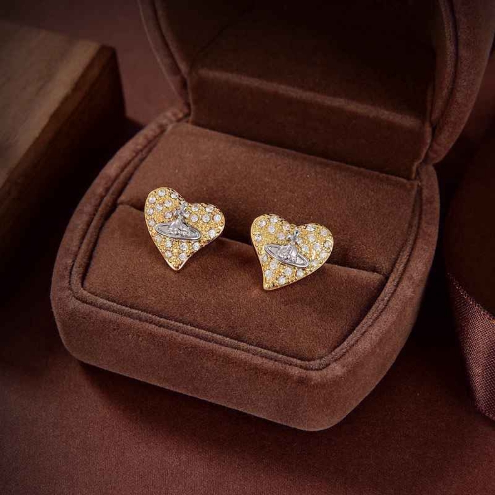 Vivienne Westwood Saturn heart stud earrings